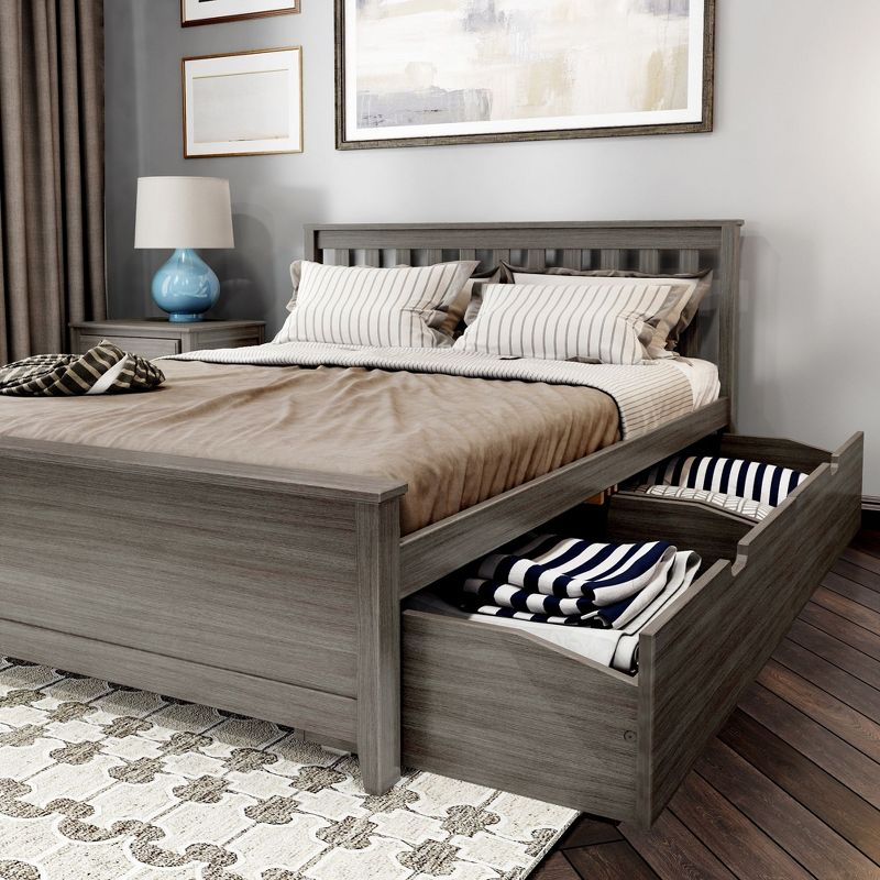 Plank+Beam Solid Wood Queen Bed Frame with Headboard and Storage Drawers