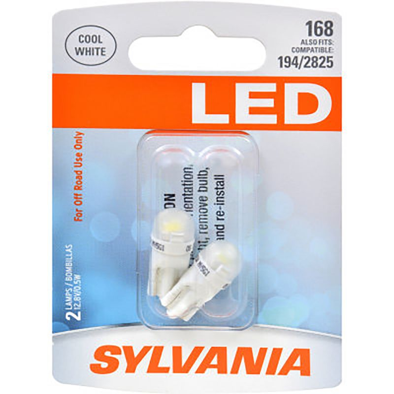SYLVANIA 168 T10 W5W White LED Bulb, (Contains 2 Bulbs)