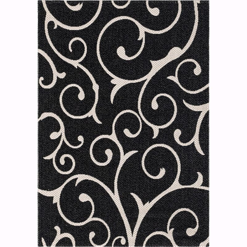 Unique Loom 4' 2 x 6' 0 Black Decatur Scroll Area Rug