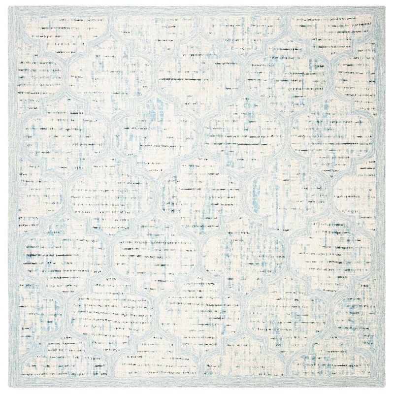 Abstract ABT474 Handmade Indoor Area Rug - Ivory/Turquoise - 6'x6' - Safavieh