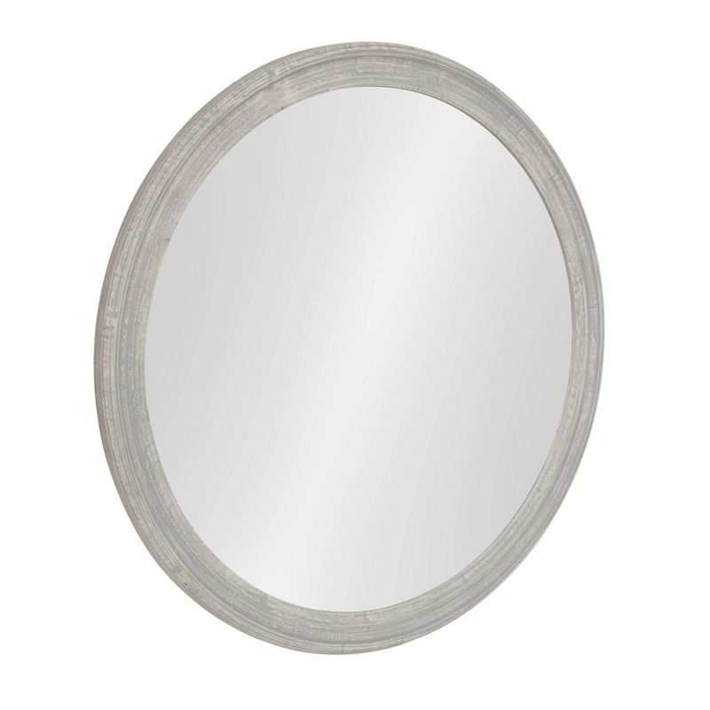 28" x 28" Mansell Circular Shaped Hanging Wood Wall Mirror Gray - Kate and Laurel