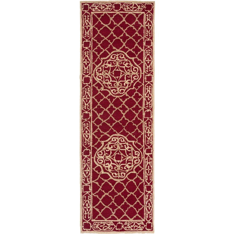 Easy Care EZC729 Hand Hooked Runner Rug - Maroon/Gold - 2'6"x8' - Safavieh.