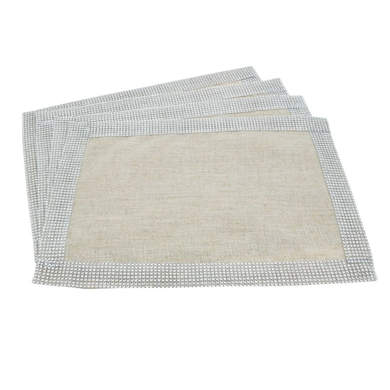 Saro Lifestyle Studded Placemat (Set of 4), Silver, 14" x 20"