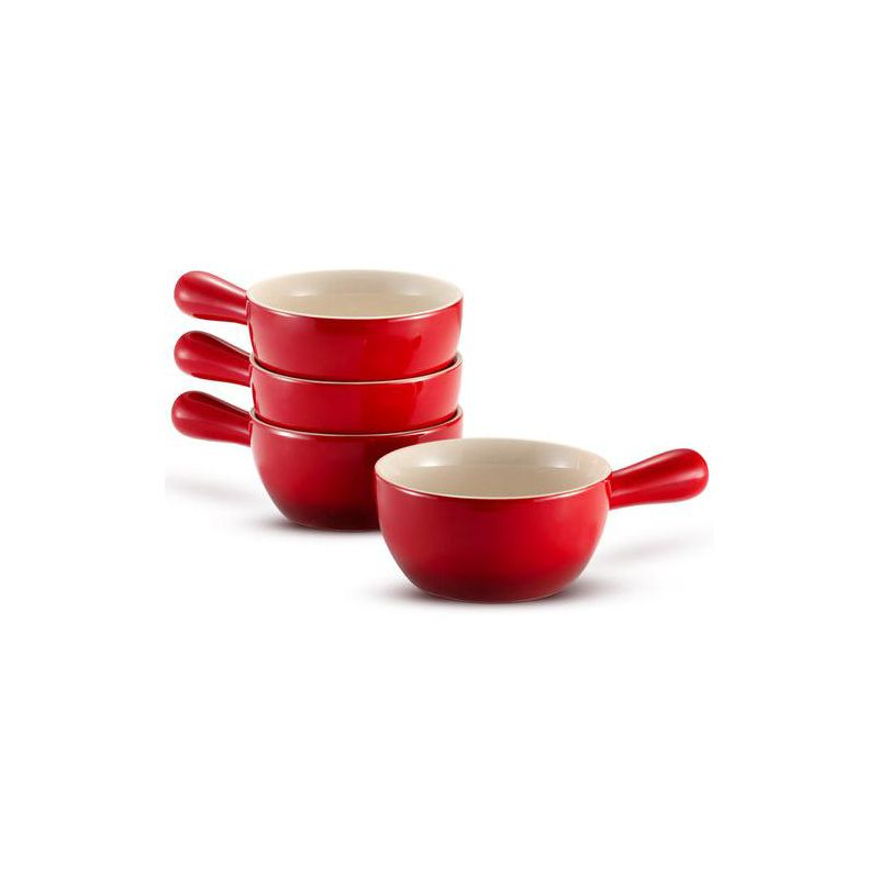 French Onion Soup Crocks, 24 oz, Set of 4, Crimson Ombre