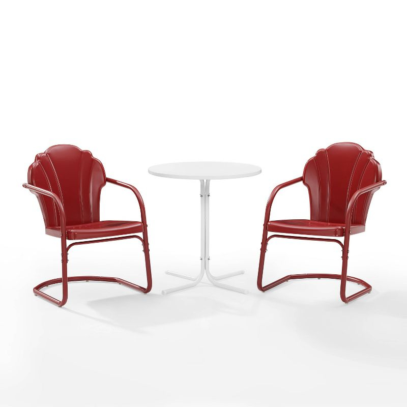 Crosley 3pc Tulip Retro Metal Bistro Set Red
