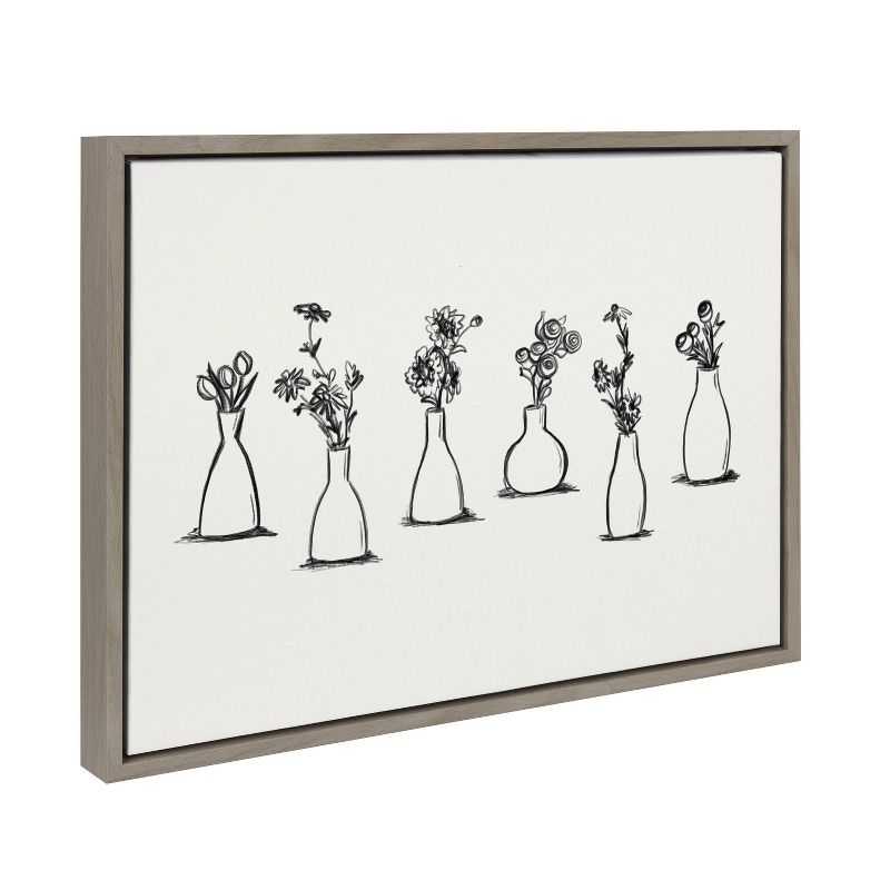 18" x 24" Sylvie Still Life Group of Flowers in Vases Framed Canvas by the Creative Bunch Studio Gray - Kate & Laurel All Things Decor: