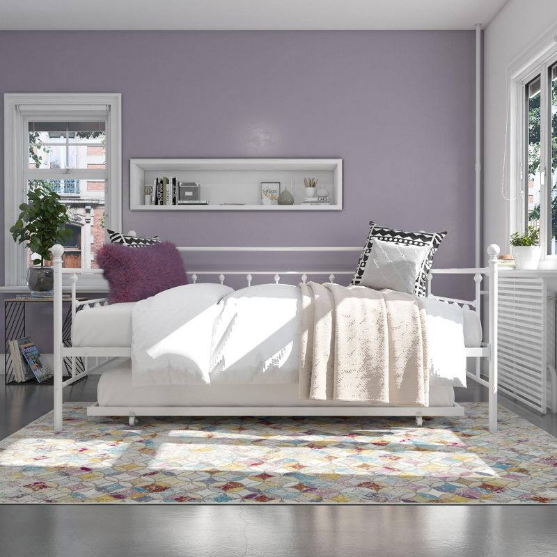 DHP Manila Metal Daybed and Trundle, Queen/Full Size, White