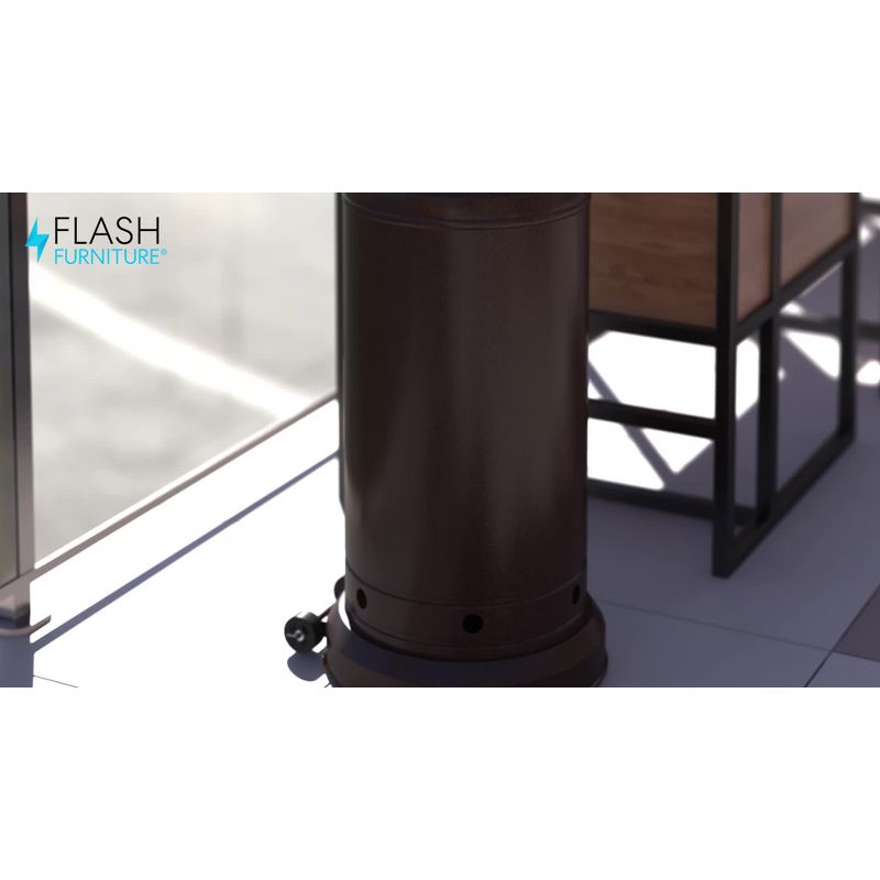 Flash Furniture Patio Outdoor Heating-Silver Stainless Steel 40,000 BTU Propane Heater with Wheels for Commercial & Residential Use-7.5 Feet Tall