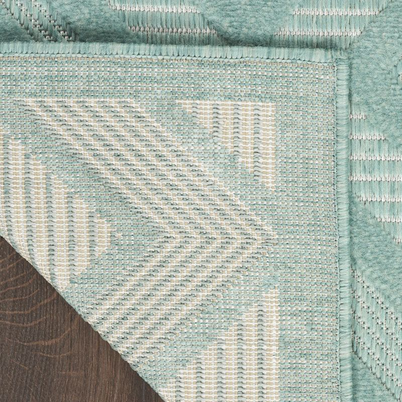 Nourison Versatile Diamond Geometric Flatweave Indoor Outdoor Area Rug Aqua/Teal 4' x 6'
