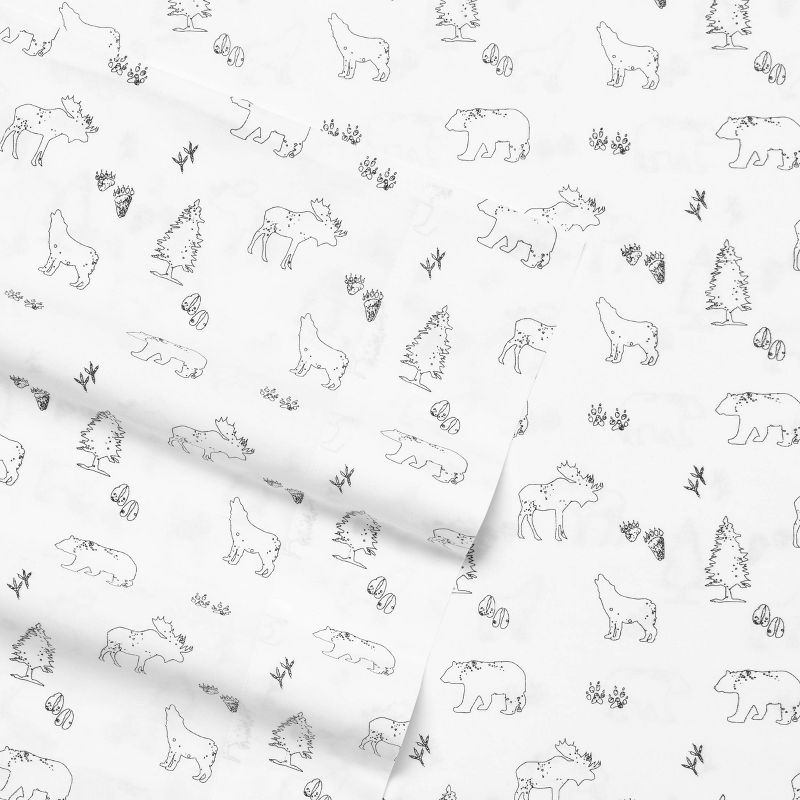 Full Printed Pattern Percale Cotton Sheet Set Animal Tracks - Eddie Bauer