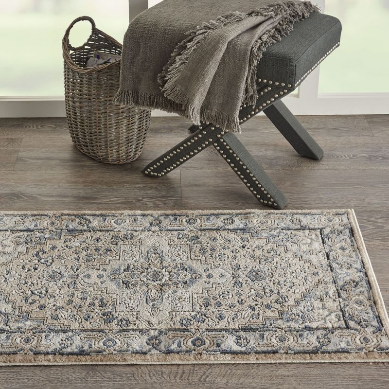 Nourison Concerto Center Medallion Indoor Rug Beige Grey 2'2" x 3'9"
