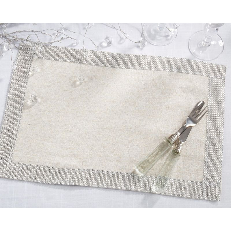 Saro Lifestyle Studded Placemat (Set of 4), Silver, 14" x 20"