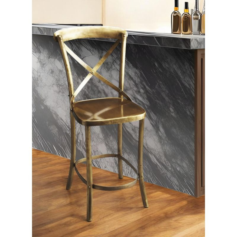 HomeRoots 24" Gold Iron Bar Chair