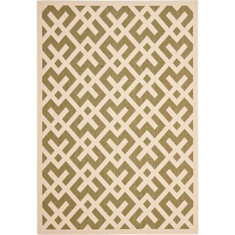 Courtyard CY6915 Power Loomed Indoor and Outdoor Area Rug - Green/Bone - 5'3"x7'7" - Safavieh