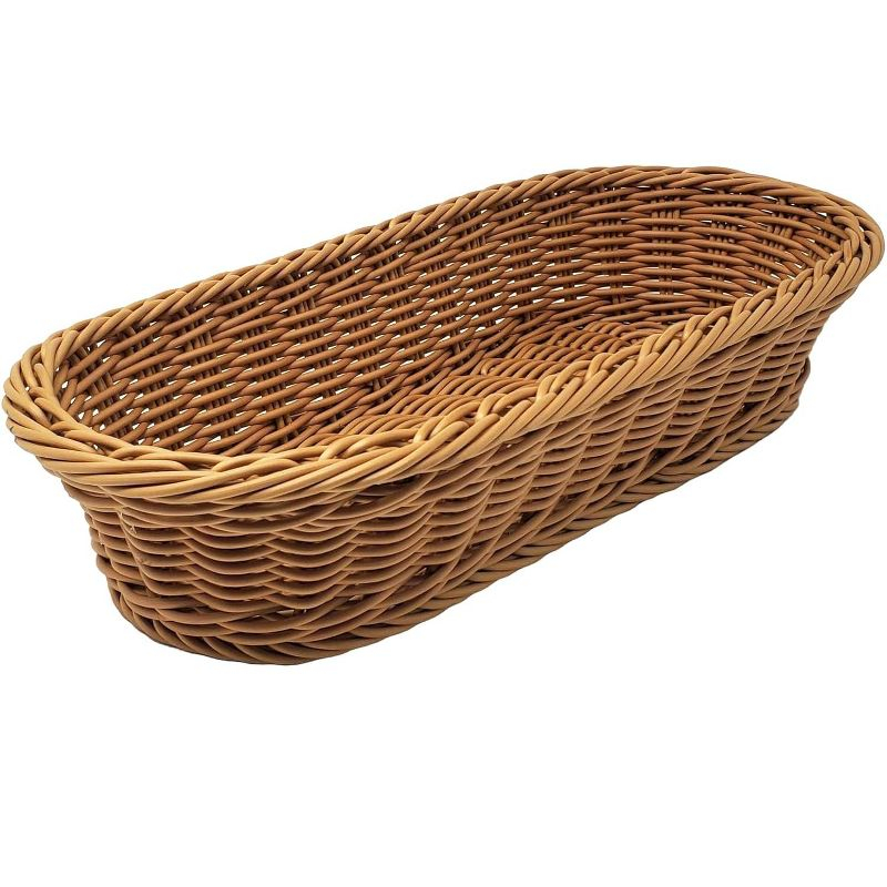 Kovot Wicker Bread Basket - 14.5" Woven Polypropylene Basket – For Food Display and Serving – Snack Organizer Basket