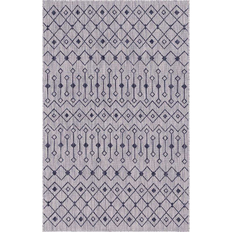 Unique Loom 5' 1 x 8' 0 Rectangle Indoor/Outdoor Trellis Gray Area Rug