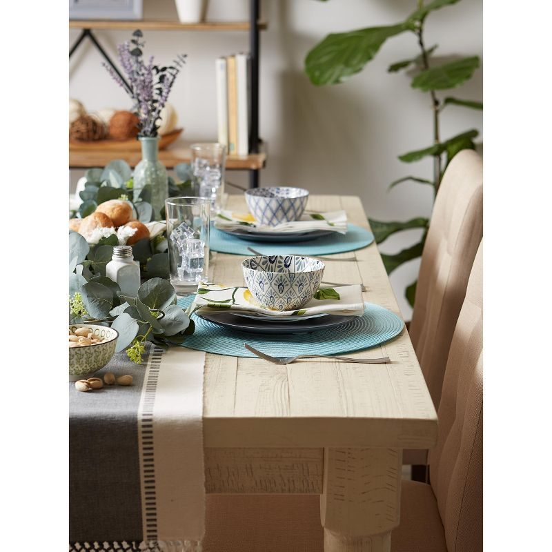 DII Solid Woven Placemat Set 6 Piece, Robbins Egg Blue, 15" Dia