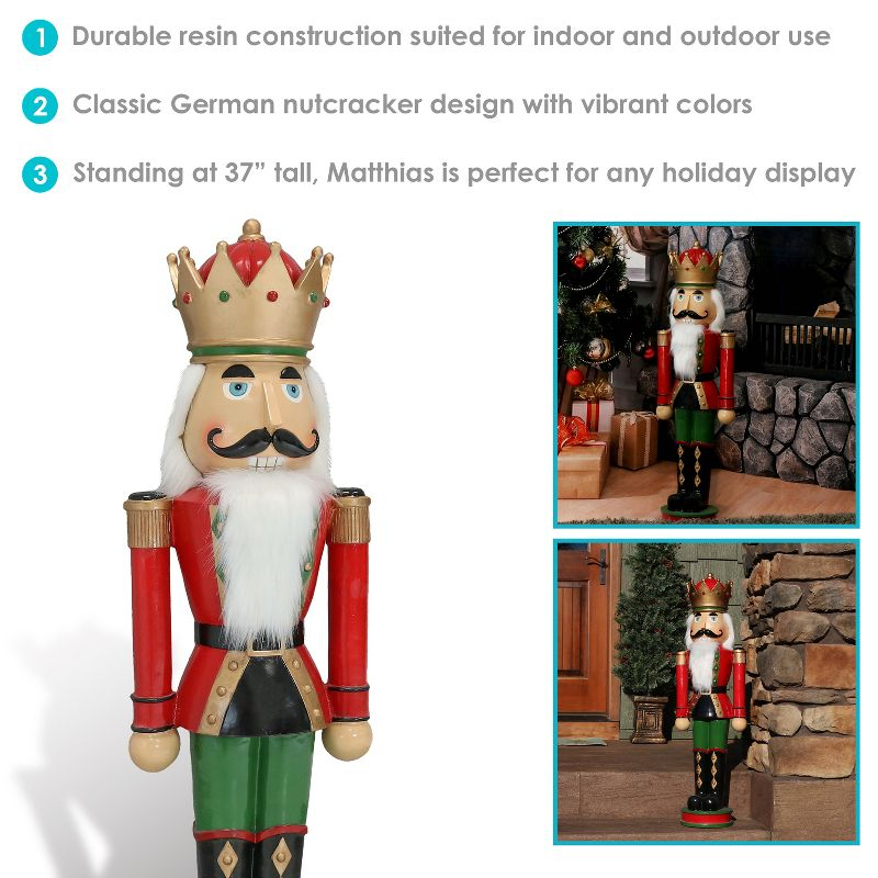 Sunnydaze Polyresin Matthias the Nutcracker Prince Christmas Holiday Decoration - 37" - 1 Nutcracker
