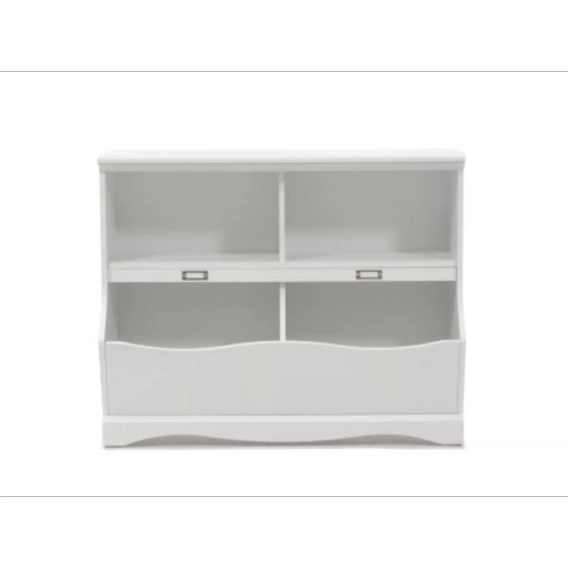 Sauder Twin Pogo Bookcase/Footboard Soft White Finish: 4-Shelf Laminate, Metal Hardware, for All Ages
