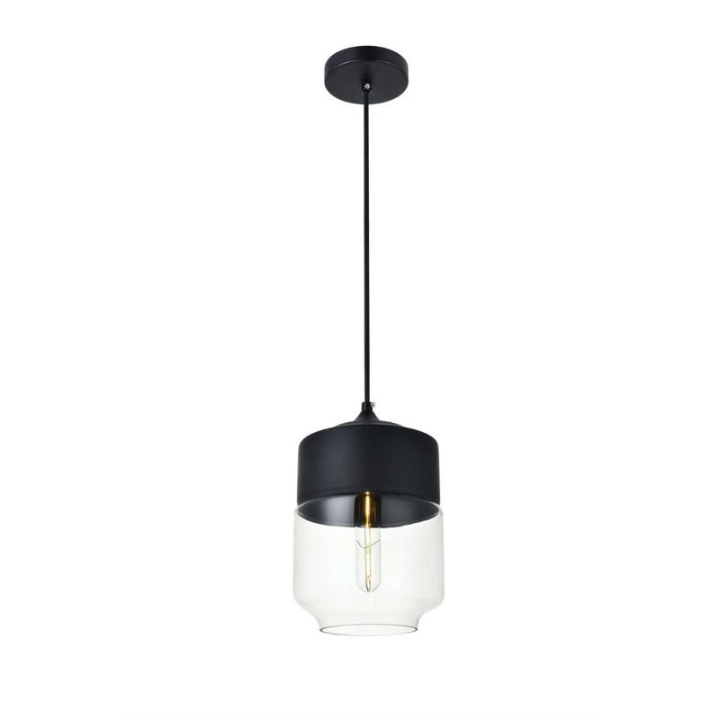 Elegant Lighting Ashwell 1 Light Black Pendant With Clear Glass