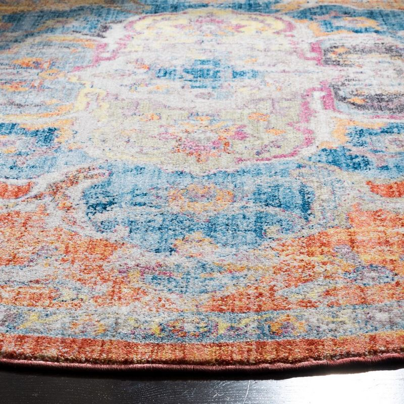 Bristol BTL350 Power Loomed Area Rug Blue / Orange 7' X 7' Round - Safavieh.