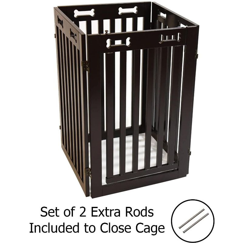 Arf Pets 31.5" Tall Freestanding Folding Dog Gate with Door - Dark Brown