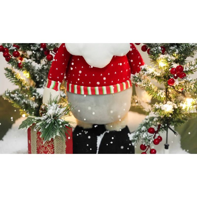 LuxenHome Holiday 31.5" Animated Musical Snowing Christmas Trees and Santa Decor with LED Lights Multicolored