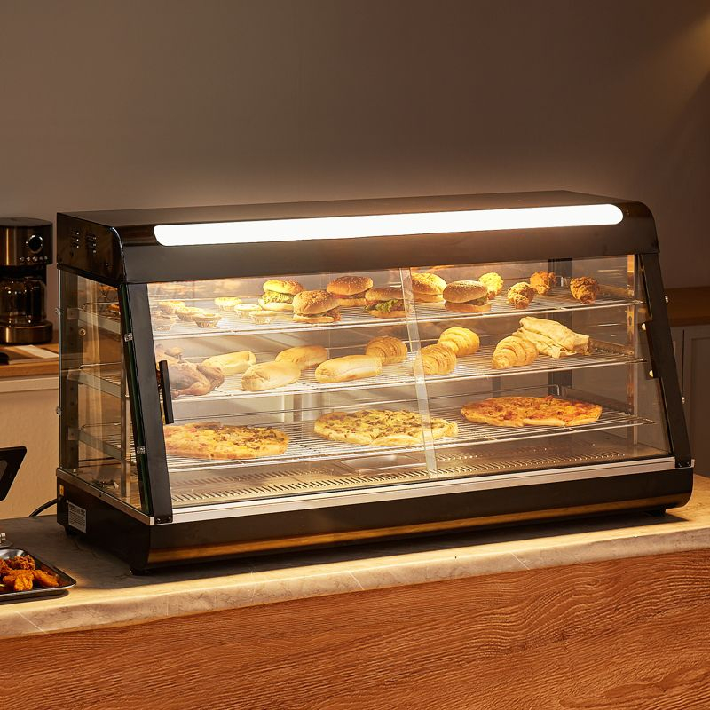 VEVOR 3-Tier Commercial Food Warmer Display, 1500W Food Display Warmer with Light, Adjustable Shelf and Temperature Display, Steam Heating, 180L
