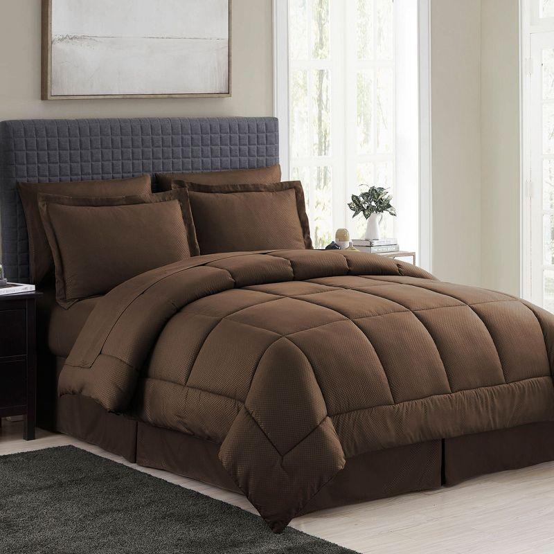 Sweet Home Collection Checkered Embossed Bed In A Bag Comforter Set