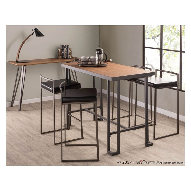 Set of 2 Counter Height Barstools Antique Coin Black - LumiSource: Upholstered Faux Leather, Metal Frame, No Assembly Required