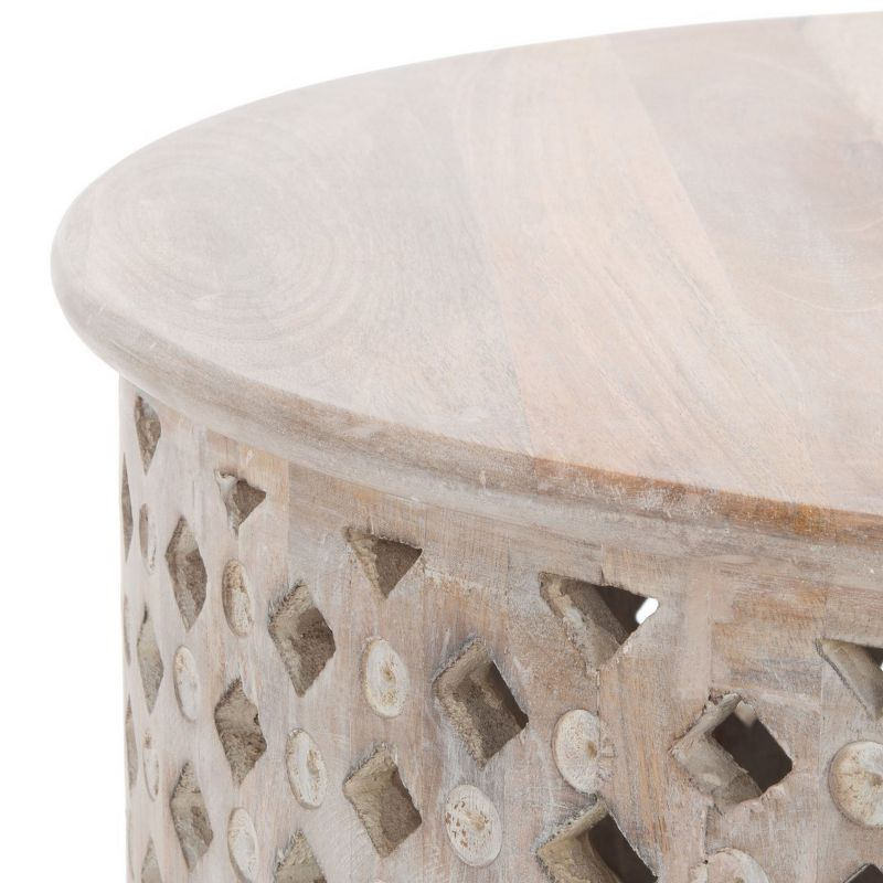Kyrith Round Coffee Table - Burnt White - Safavieh