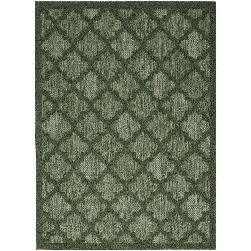 Nourison Easy Care Trellis Flatweave Indoor Outdoor Area Rug 6' x 9' Green