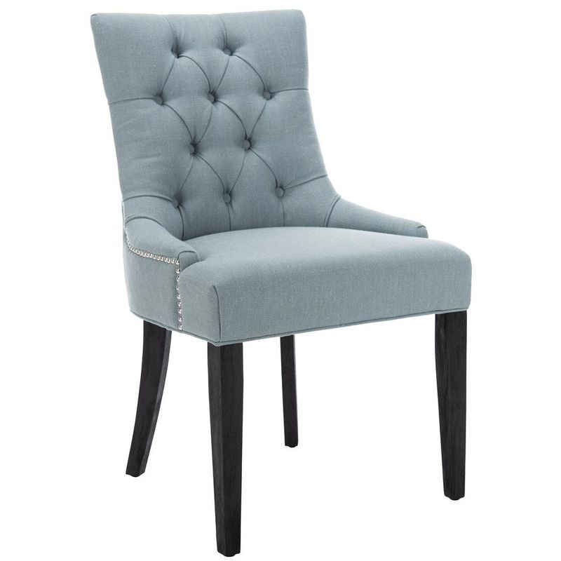 Abby 19''H Tufted Side Chairs (Set Of 2)  Silver Nail Heads - Sky Blue - Safavieh