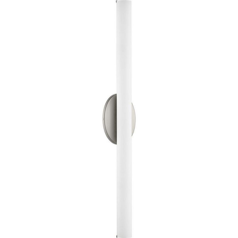 Progress Lighting Parallel 1-Light LED Bath Vanity Fixture, Steel, Satin Brass, Tubular Opal Glass Shade