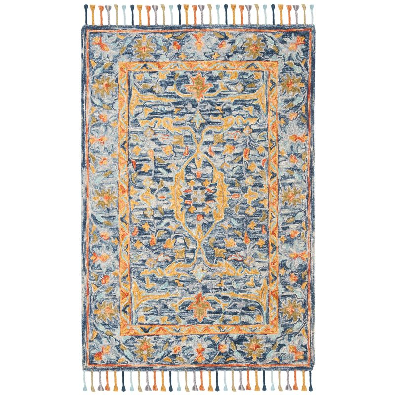 Aspen APN116 Hand Tufted Area Rug - Blue/Rust - 4' X 6' - Safavieh.