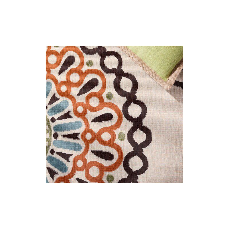 Veranda VER092 Power Loomed Indoor/Outdoor Accent Rug - Cream/Terracotta - 2'7"x5' - Safavieh
