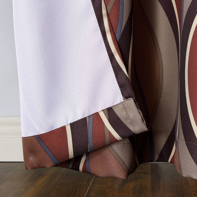 48"x95" No. 918 Semi-Sheer Intersect Ogee Wave Print Grommet Curtain Panel Paprika: Modern Light Filtering Polyester