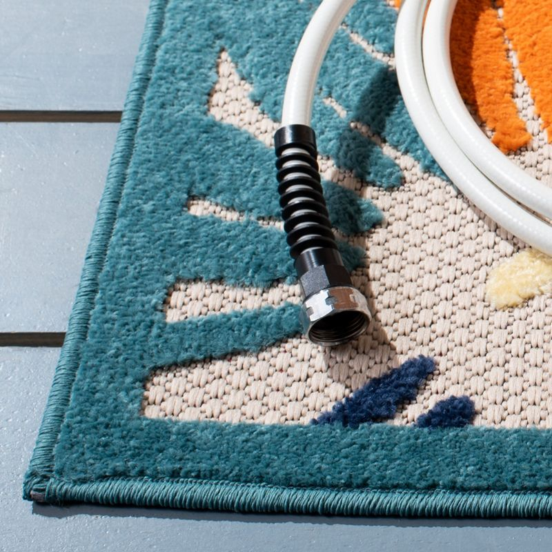 Cabana CBN356 Power Loomed Indoor and Outdoor Area Rug - Ivory/Blue - 6'7"x9' - Safavieh.