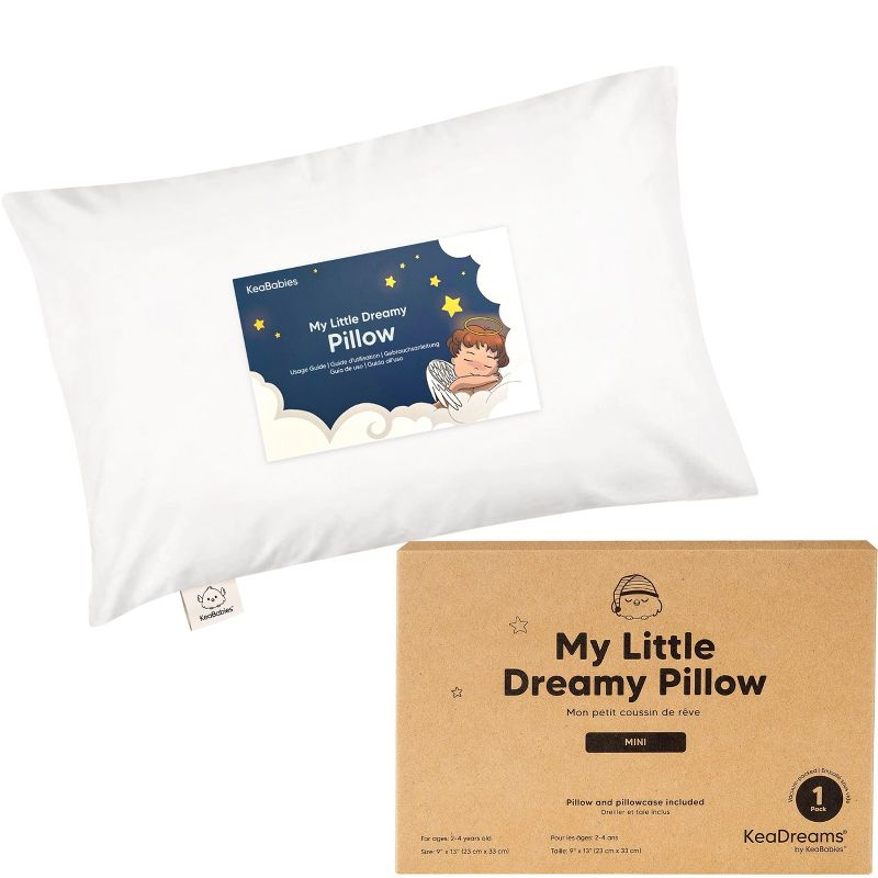 KeaBabies Mini Toddler Pillow with Pillowcase, 9x13 Small Pillow for Toddler, Soft Kids Pillow for Sleeping, Travel, Age 2-4 (Soft White)
