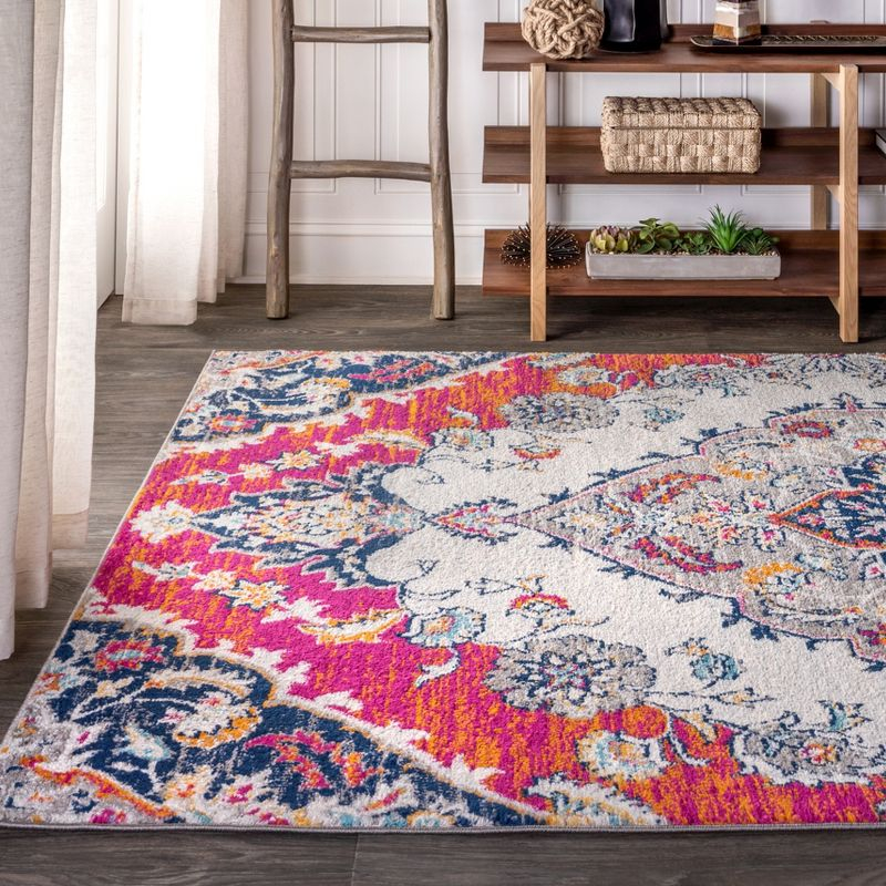 JONATHAN Y Bohemian FLAIR Boho Vintage Medallion Blue/Multi 3 ft. x 5 ft. Area Rug