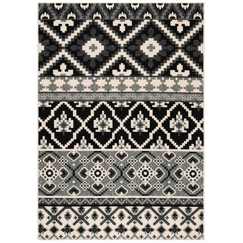 Veranda VER097 Power Loomed Indoor/Outdoor Accent Rug - Black/Beige - 2'7"x5' - Safavieh.