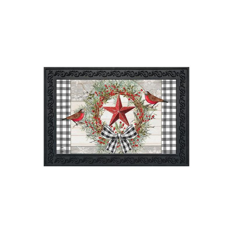 Briarwood Lane Doormat 30x18 Indoor Outdoor Berry Wreath Barnstar Winter For Winter Doormat