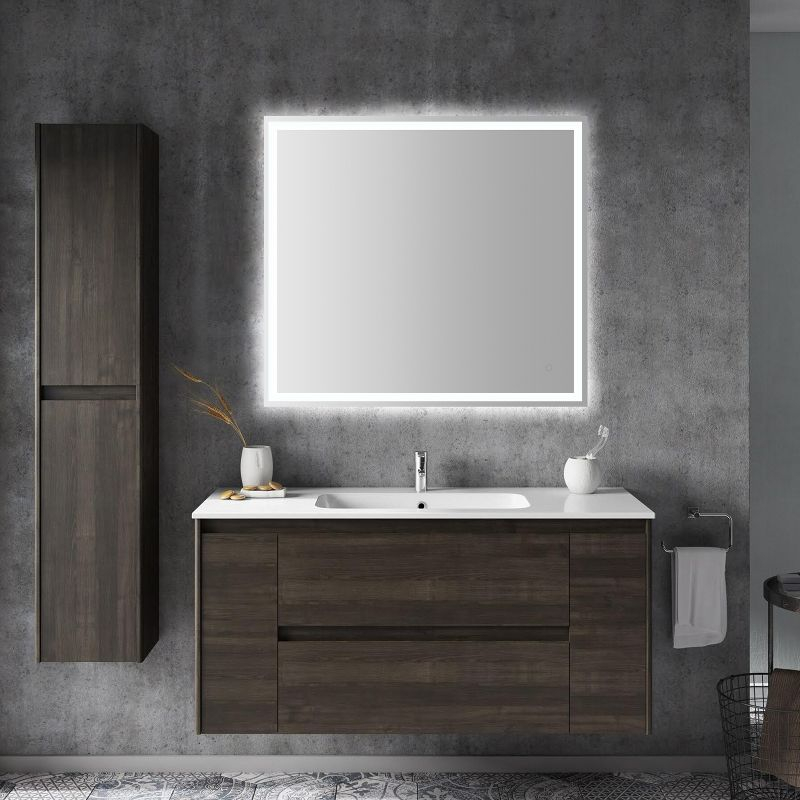 Pax 40 in. W x 36 in. H Large Rectangular Frameless Antifog Front/Back-Lit Wall Bathroom Vanity Mirror with Smart Touch - JONATHAN Y