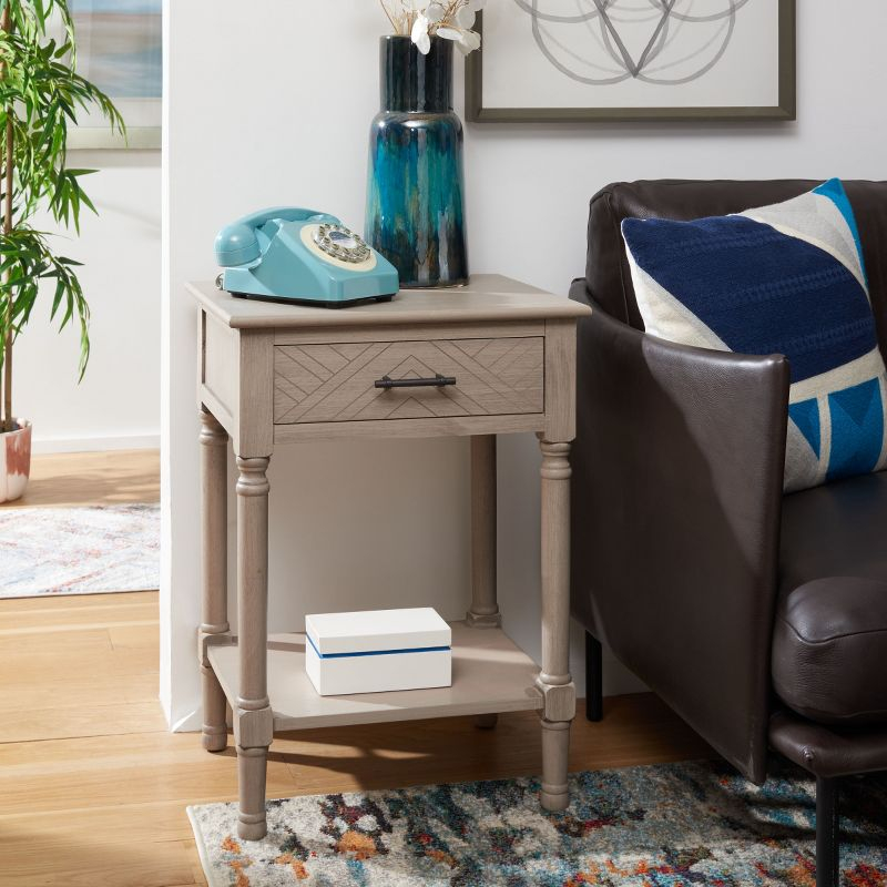 Peyton 1 Drawer Accent Table - Greige - Safavieh