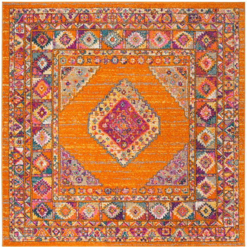 Madison MAD133 Power Loomed Indoor Accent Rug - Orange/Fuchsia - 3'x3' - Safavieh