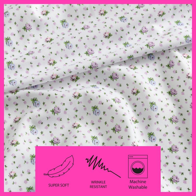 Betsey Johnson Pretty Floral Ditsy Purple Twin Sheet Set