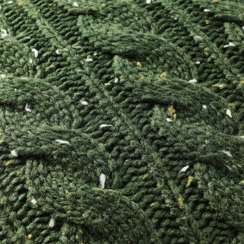 18"x18" Confetti Fleck Cable Knit Square Throw Pillow Dark Green - Hearth & Hand™ with Magnolia: Christmas Decor, OEKO-TEX Certified