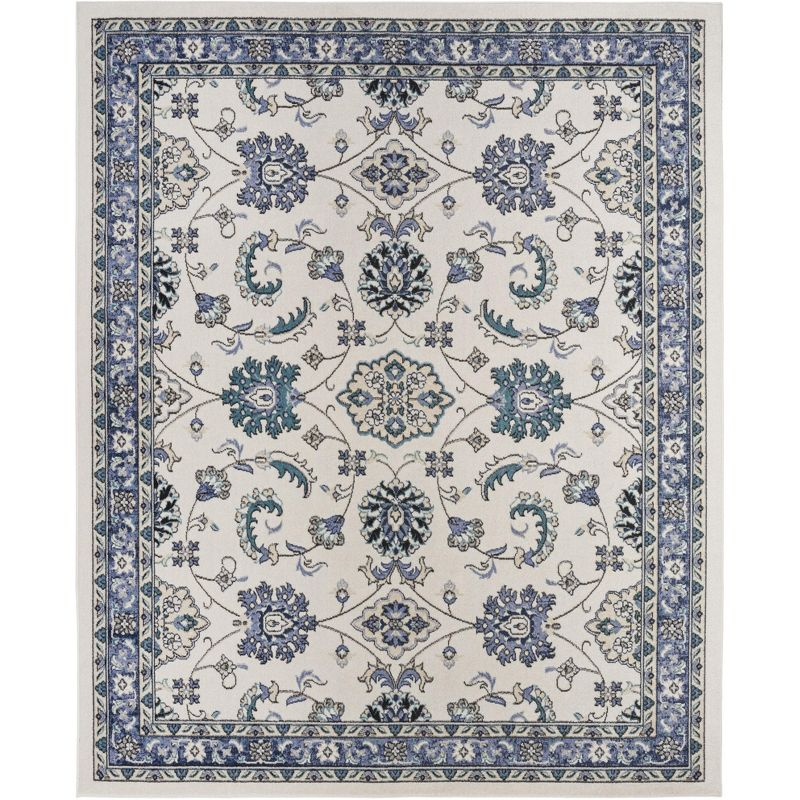Nourison Essentials Floral Persian Indoor Outdoor Rug Ivory Blue 8' x 10'