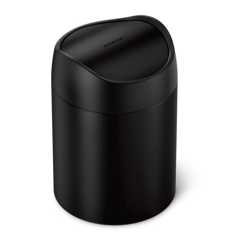 simplehuman 1.5L Countertop Bathroom Trash Can, Matte Black Stainless Steel