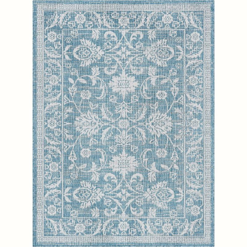 Well Woven Indoor Outdoor Delphi Persian Oriental 7'10" x 10'6" Blue Area Rug